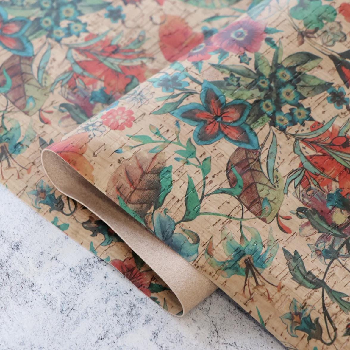 Rainbow Garden Cork Fabric - 1/2 yard - Sallie Tomato