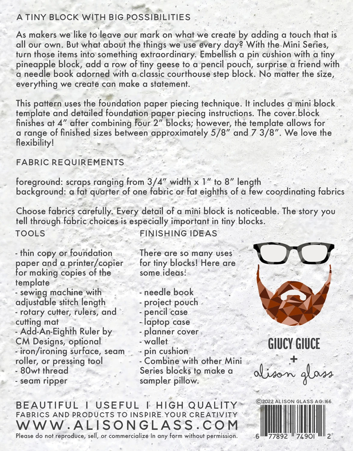 Mini Series Diamond Sidestep by Alison Glass + Giucy Giuce (Paper Pattern)