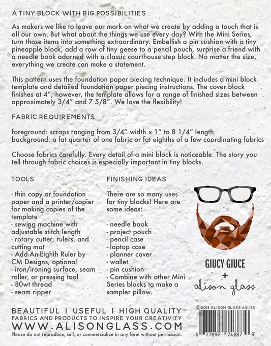 Mini Series Log Cabin by Alison Glass + Giucy Giuce (Paper Pattern)