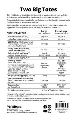 Two Big Totes Pattern By Annie