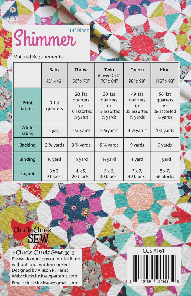 Shimmer Quilt Pattern - Cluck Cluck Sew - Paper Pattern