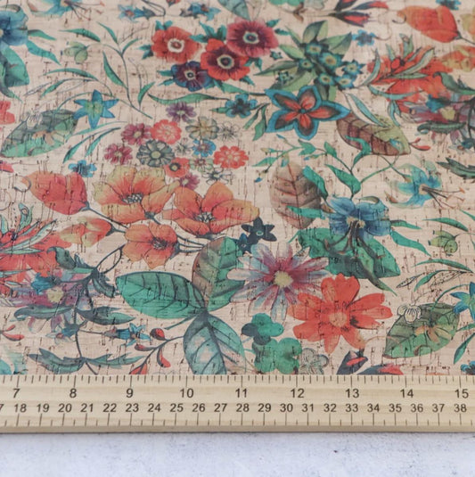 Rainbow Garden Cork Fabric - 1/2 yard - Sallie Tomato