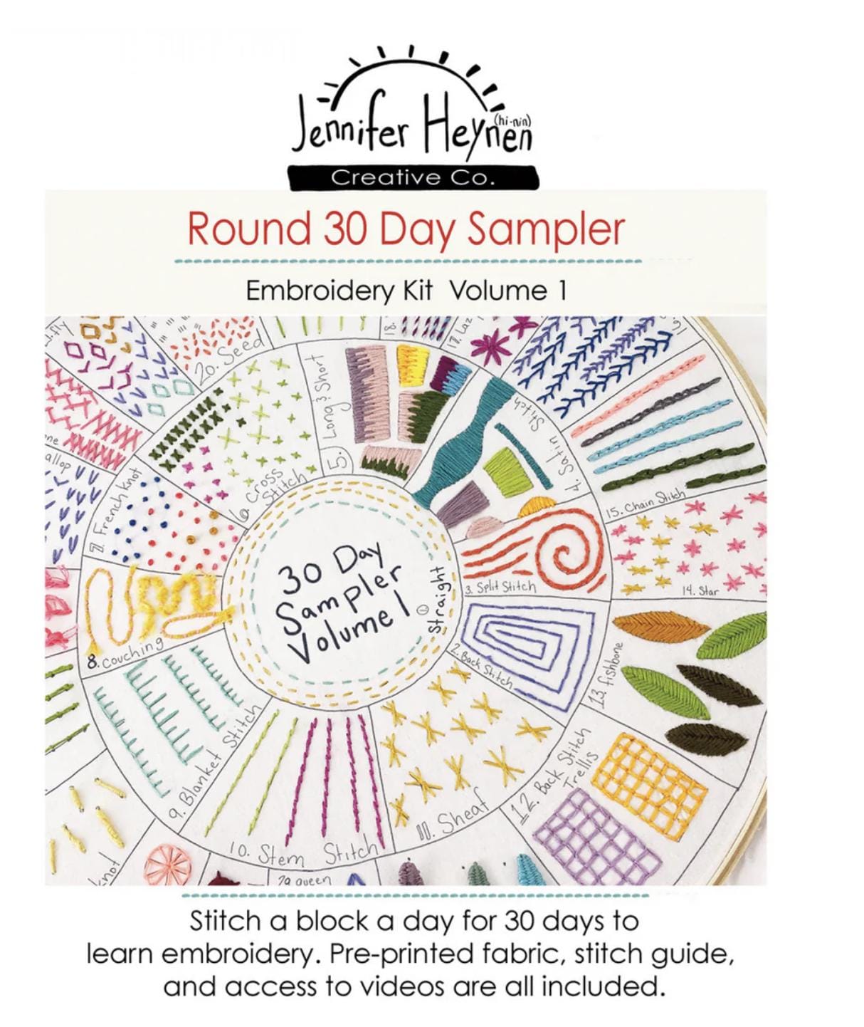 Round 30 Day Sampler Embroidery Class Volume 1