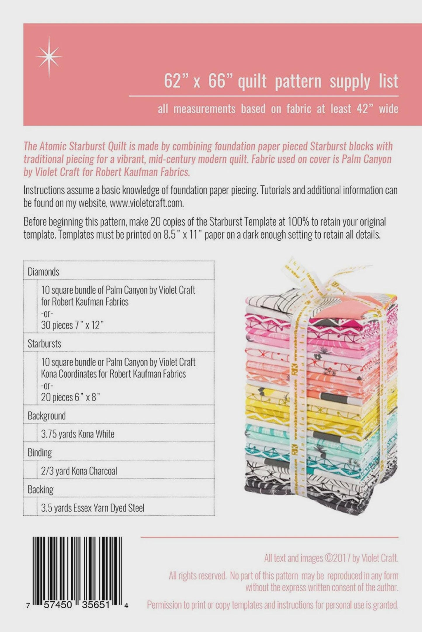 Atomic Starburst Quilt Pattern by Violet Craft