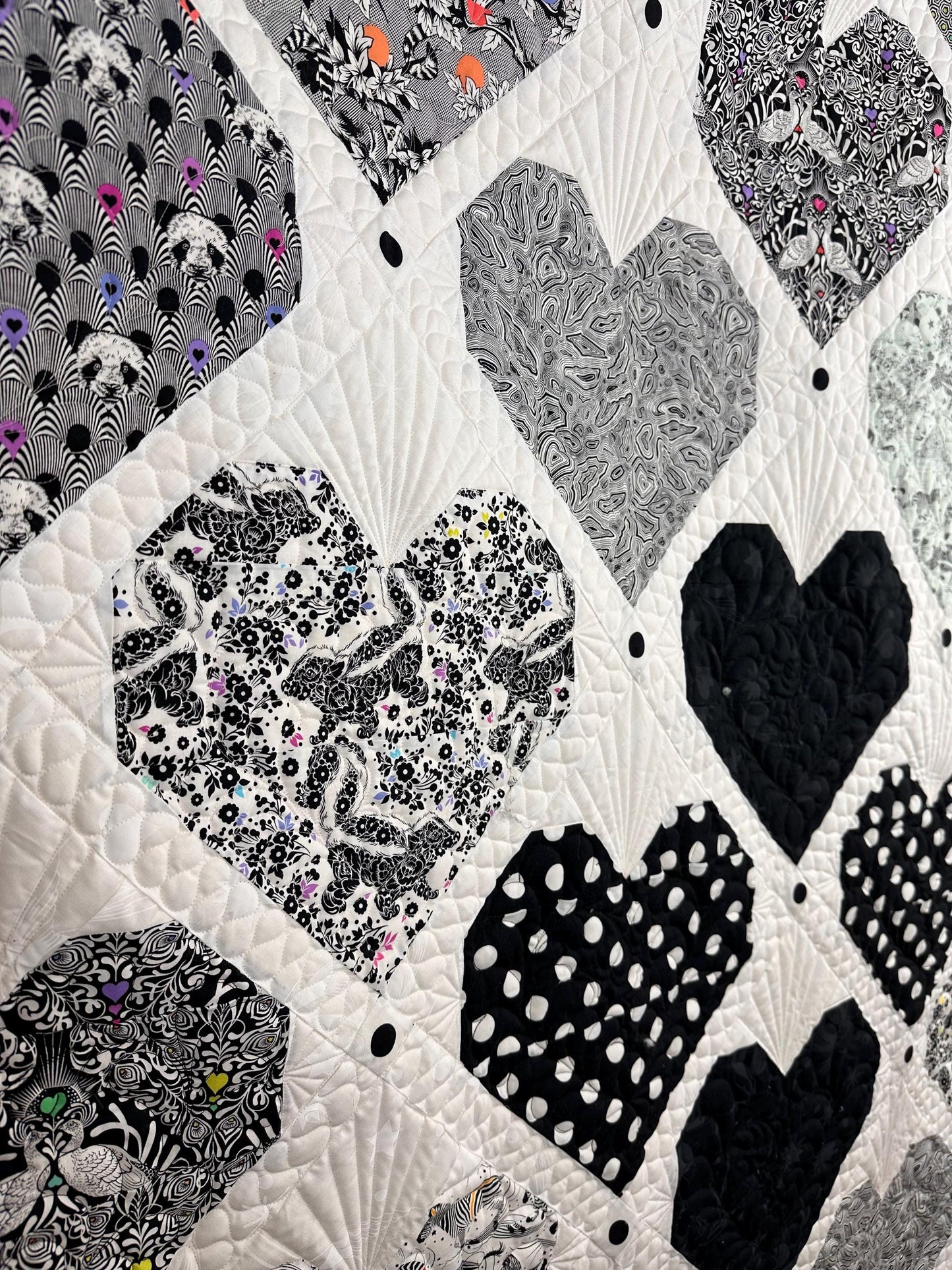 Retro Hearts Quilt - Tula Pink Linework