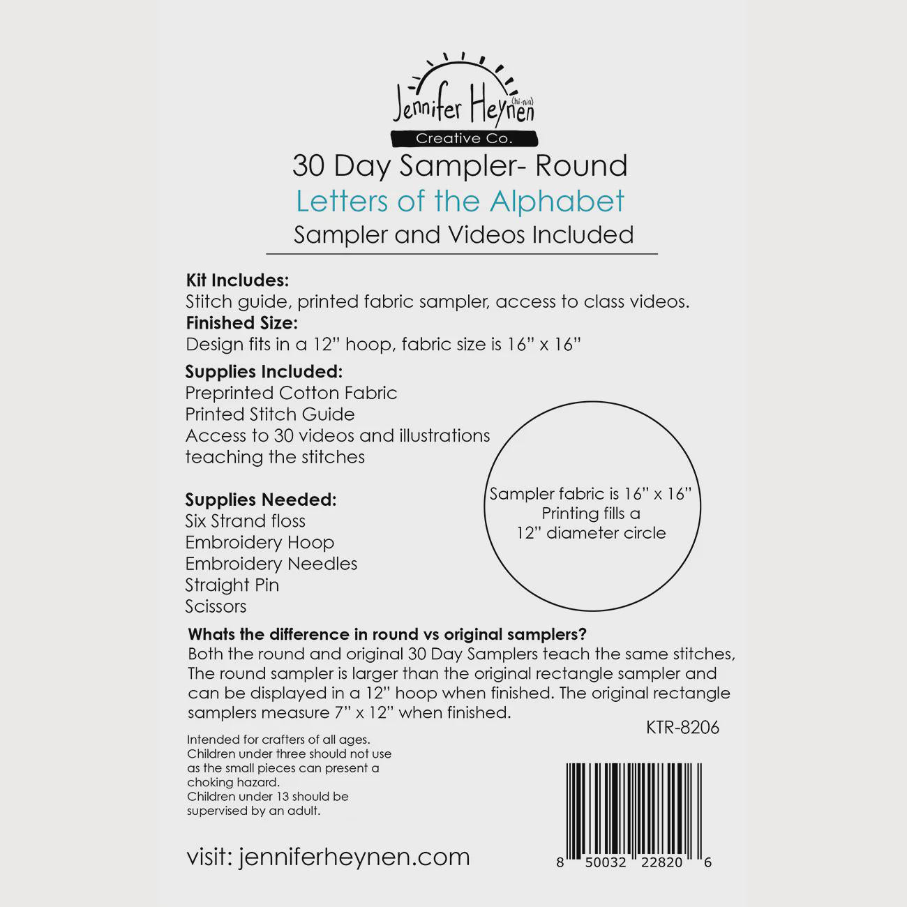 30 Day Sampler Letters of the Alphabet - Round