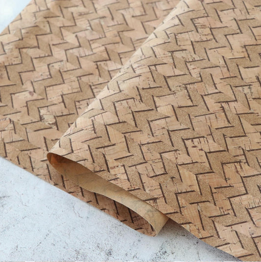 Natural Chevron Lite Cork 1/2yd - Sallie Tomato