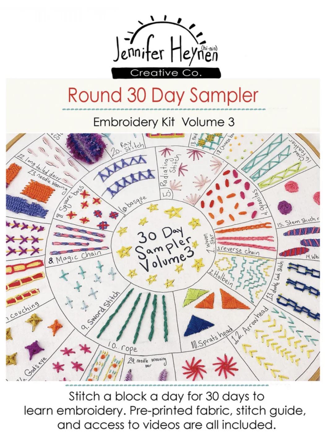 Round 30 Day Sampler Embroidery Class Volume 3