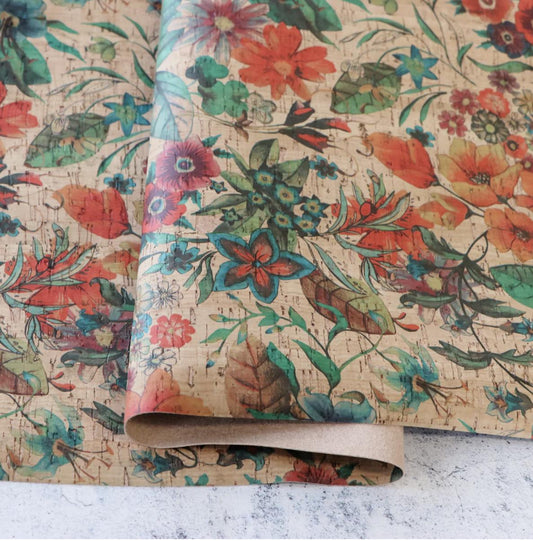 Rainbow Garden Cork Fabric - 1/2 yard - Sallie Tomato