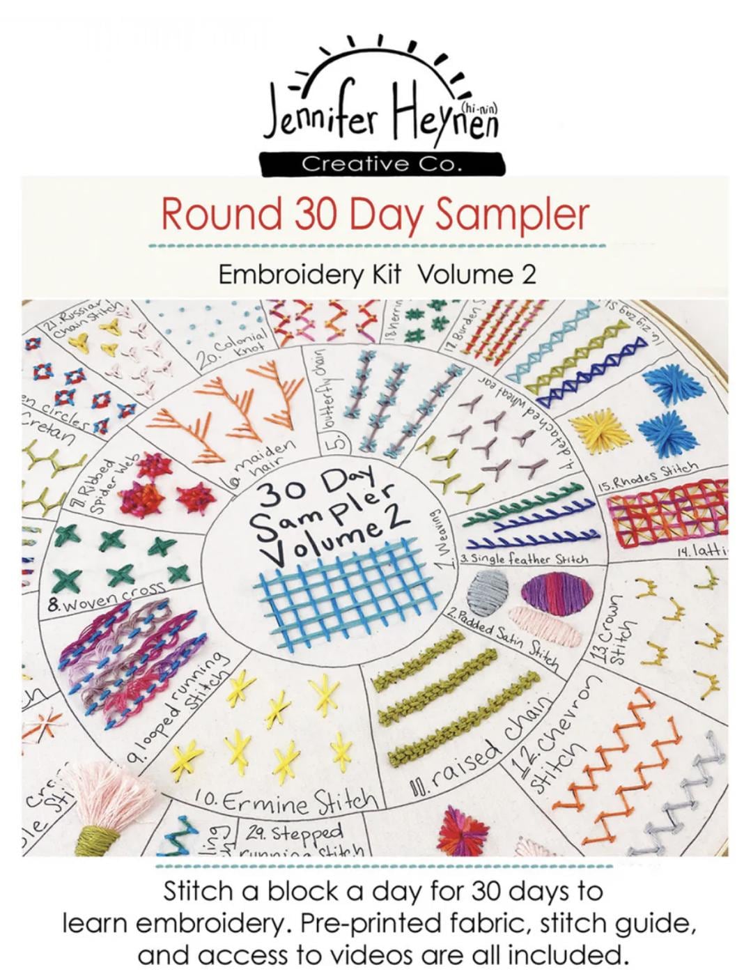 Round 30 Day Sampler Embroidery Class Volume 2
