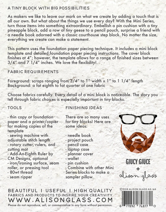 Mini Series Criss Cross by Alison Glass + Giucy Giuce (Paper Pattern)