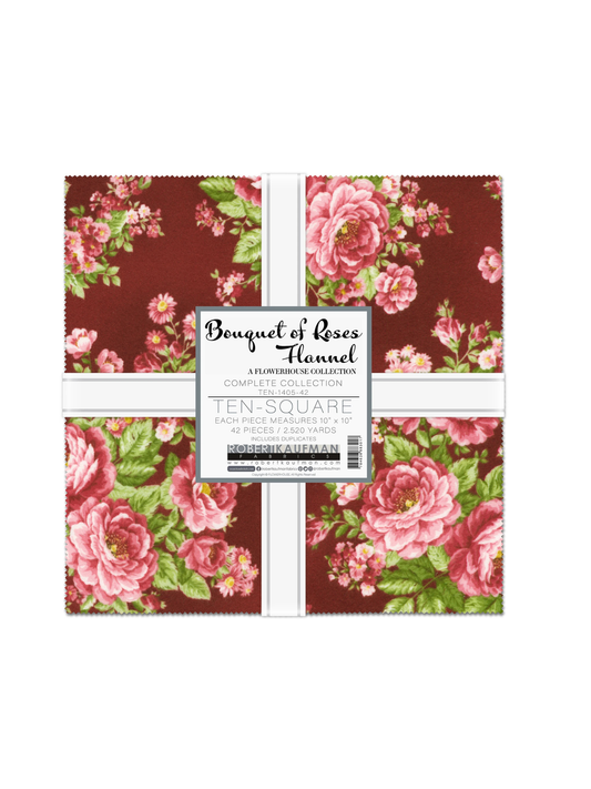 Bouquet of Roses Flannel - 10inch Squares