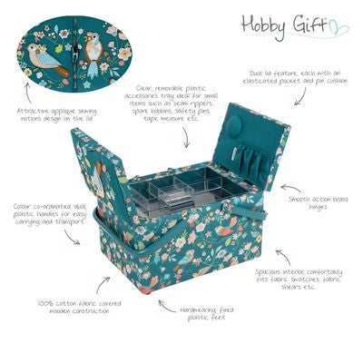 Blue Aviary Large Sewing Box