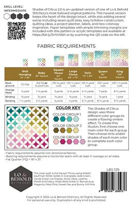 Shades of Citrus 2.0 Pattern - Lo & Behold Stitchery (Paper Pattern)