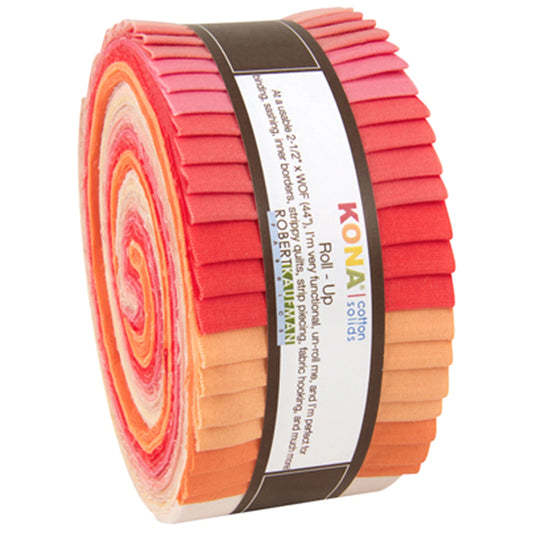2-1/2in Strips Roll Up Kona Solids Blushing Bouquet | 40pcs |
