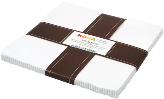 10in Squares Kona Solids White Colorway - 42pcs