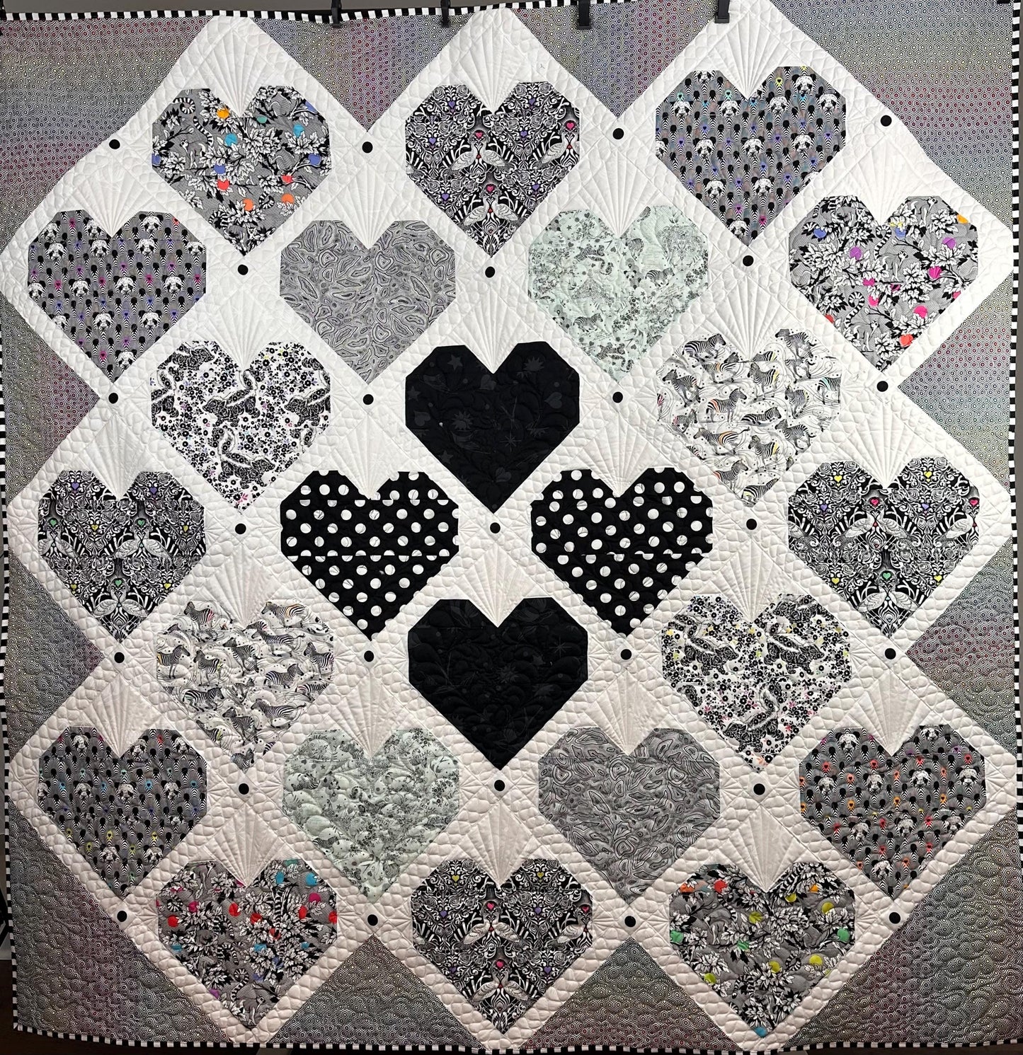 Retro Hearts Quilt - Tula Pink Linework