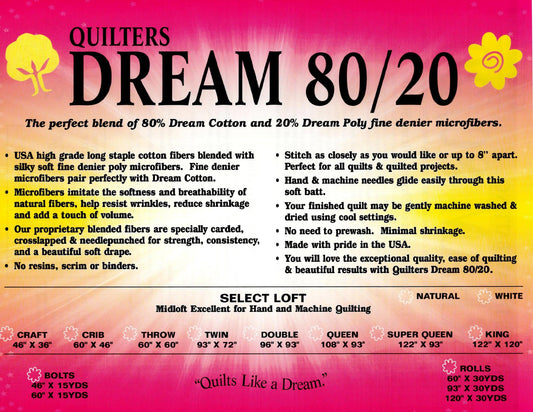 Quilters Dream 80/20 Select Batting - Double
